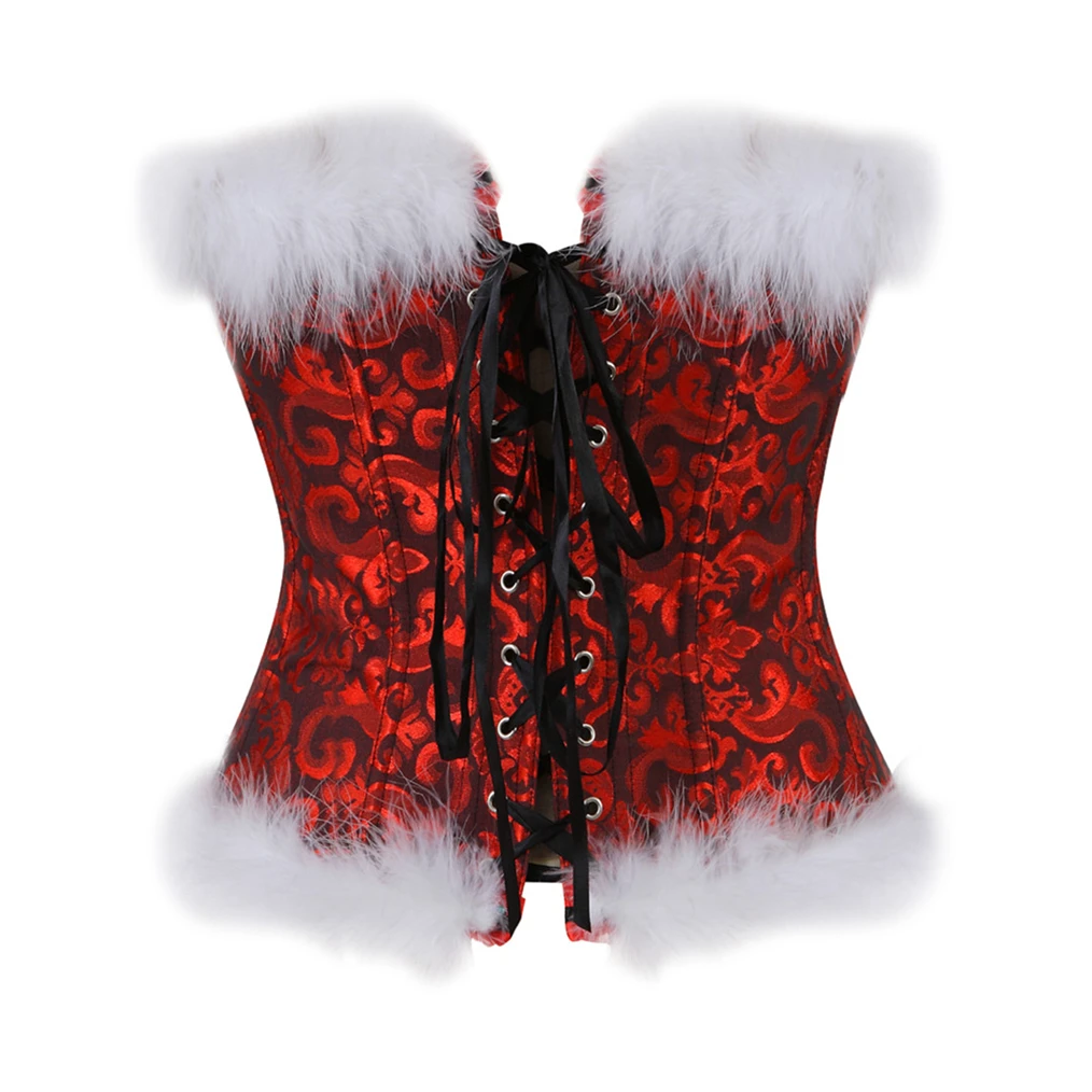 New Women Sexy Christmas Lace Up Overbust Corset ,Party Lingerie Women's Underwear Santa Cosplay  Exotic Apparel Strap Clubwear