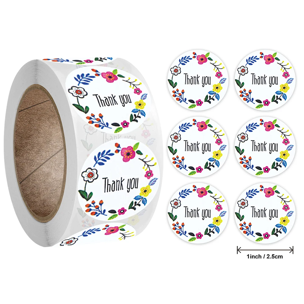 

500pcs/roll 2.5cm Cute Wreath Thank You Stickers Christmas Gift Saling Label Decoration Journal Palnner Srtationery Stciker
