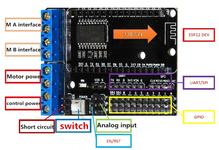 NodeMCU Плата расширения привода двигателя L293D щит панель управления ESP8266 макетная плата для RC робот часть DIY для Arduino
