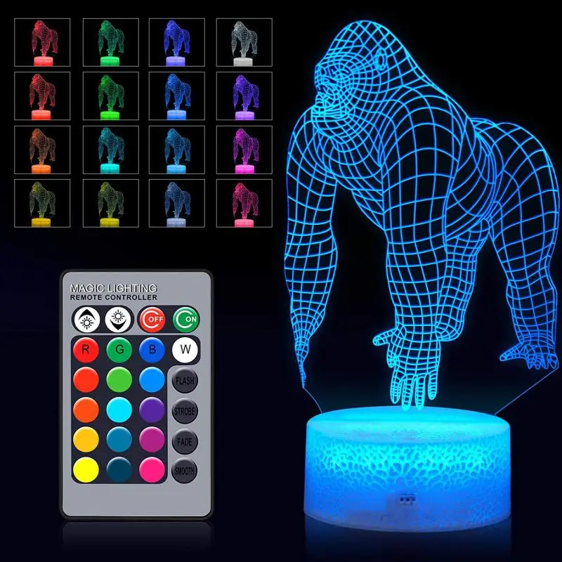 Luzes da Noite Chimpanzé para Crianças Animal Orangotango Gorila Led Toque Usb Atmosfera Luz Iluminação Mesa Decoração 2022 3d 1 Luzes e Iluminação