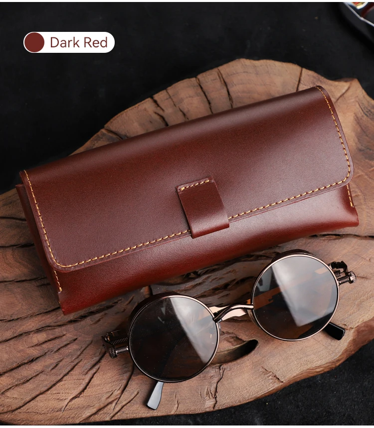 Vintage Kuh Leder Gläser Box Handgemachte Sonnenbrille Halter Brillen Organizer Tasche Aus Echtem Leder Brillen Fall Abdeckung – Detail 21