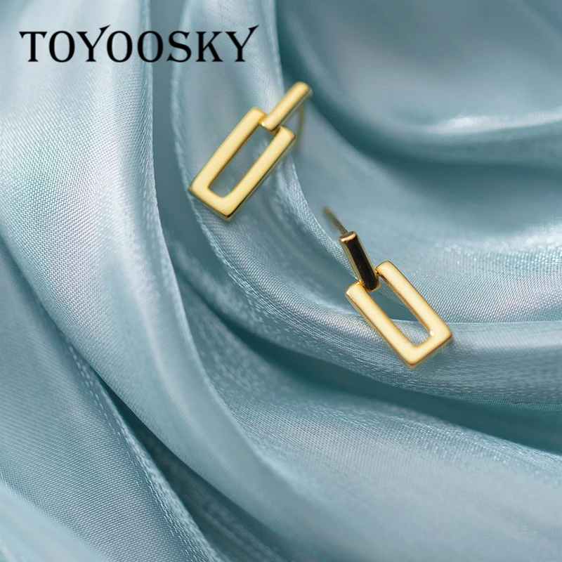 Простой дизайн 925 пробы милые Полые прямоугольные серьги-клипсы Подарочные для женщин, девушек, детей леди серебро 925 ювелирные изделия