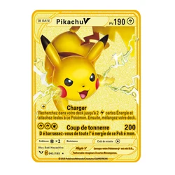 Carte de jeu Pokemon en métal doré brillant Vmax V GX EX, étiquette de jeu, série de commande de combat d'équipe, cadeaux pour enfants, nouvelle collection 