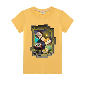 

2020Hot sale cartoon pattern 100% cotton children's print T-shirt children's clothing soft handle Minecrafted casual summer 6-14