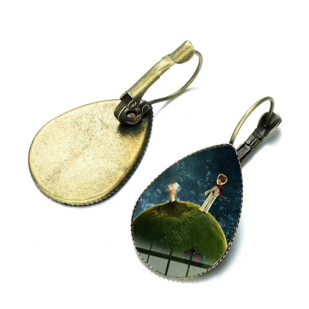 Style 20 SONGDA Brand Cute Little Prince Earrings Le Petit Prince Fairy Tale Cartoon Collection Glass Photo Cabochon Water Drop Earrings - Окраска металла: Style 20