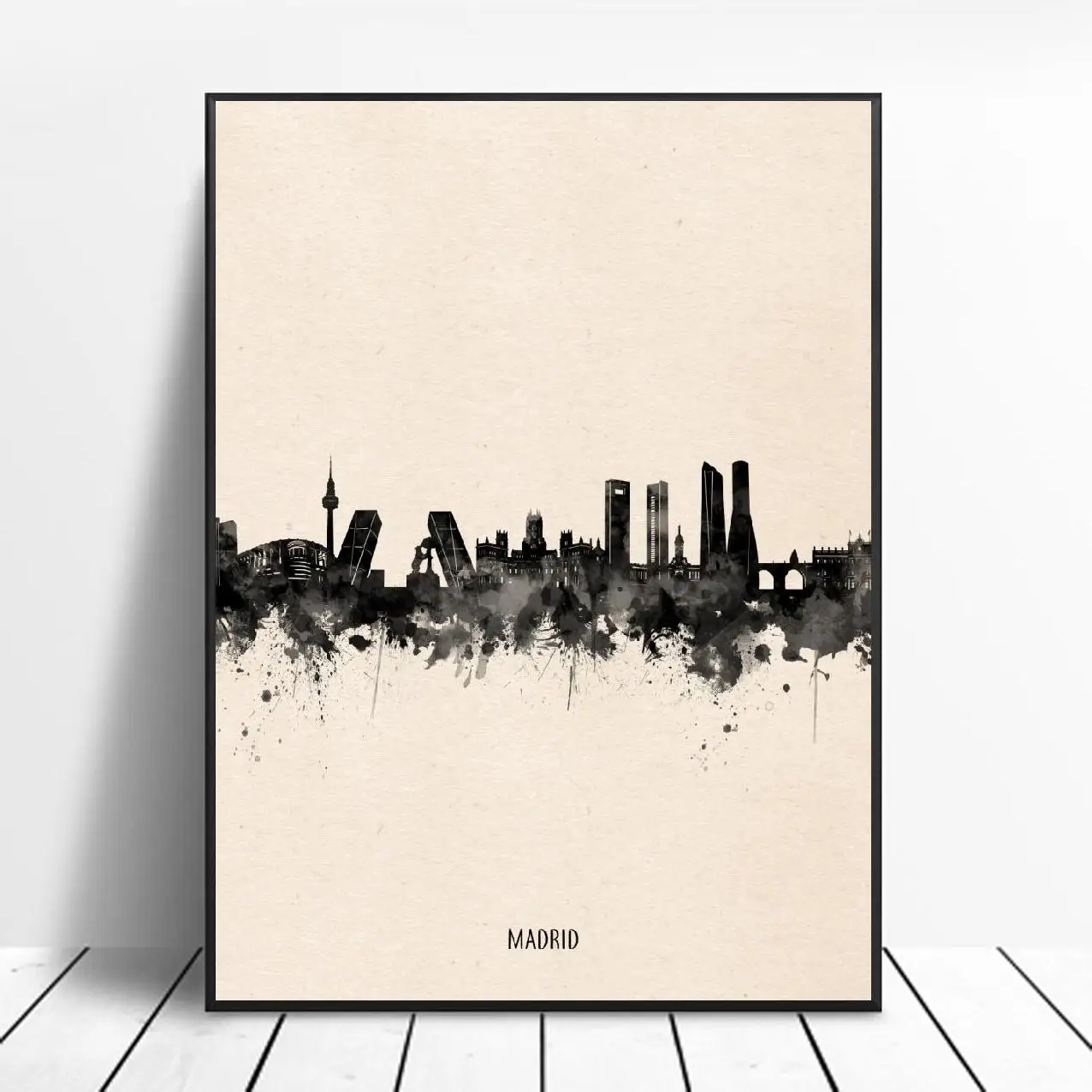 Madrid City Black ink Abstract Canvas Art Painting Print Wall Poster For Living Room Decoration No Frame | Дом и сад
