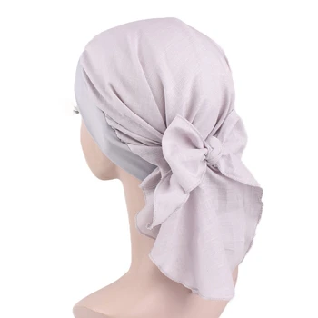 

Women Turban Cotton Headband Hat Retro Elastic Pirate Chemo Cap Hijab Solid Wrap D08C