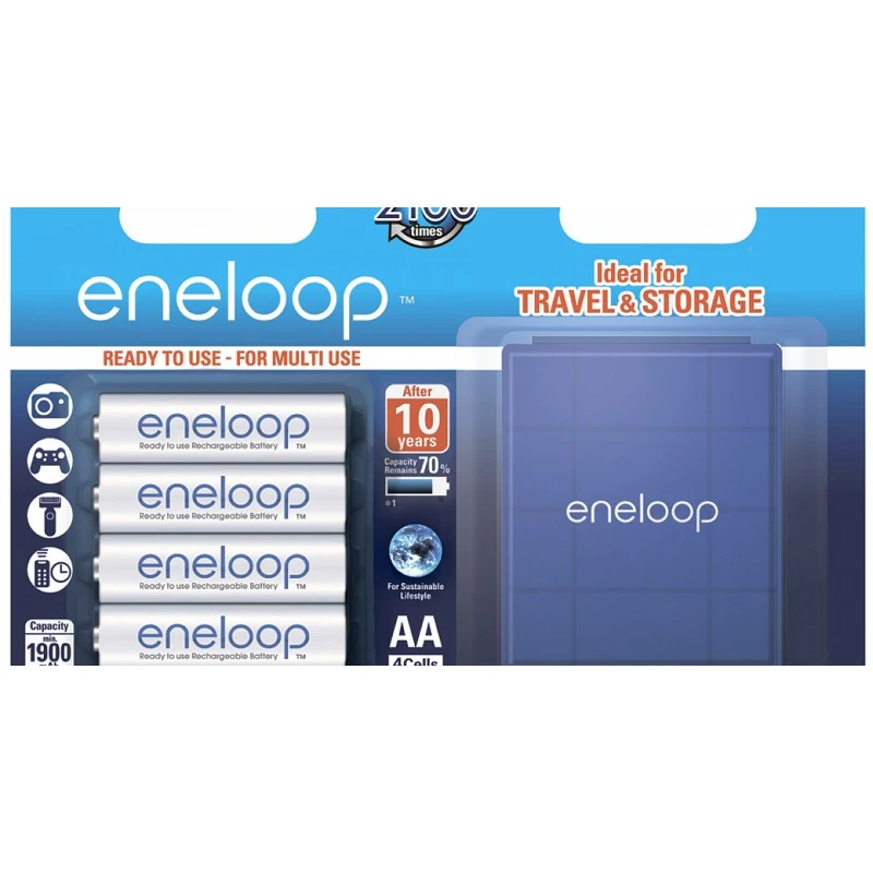 Аккумуляторы Panasonic Eneloop (AA) BK 3MCCEC4BE 1900 mAh 4 шт + кейс|Перезаряжаемые батареи| |