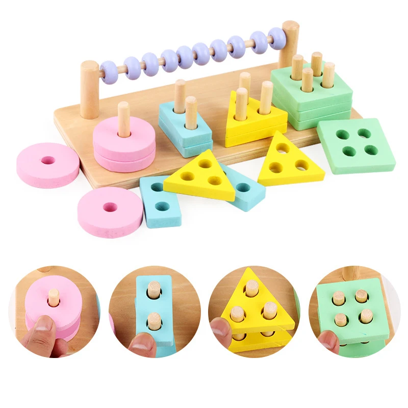 

Baby Wooden Montessori teaching aid Matching Digital Shape Counting Match Early Education Teaching Math Toys For Children