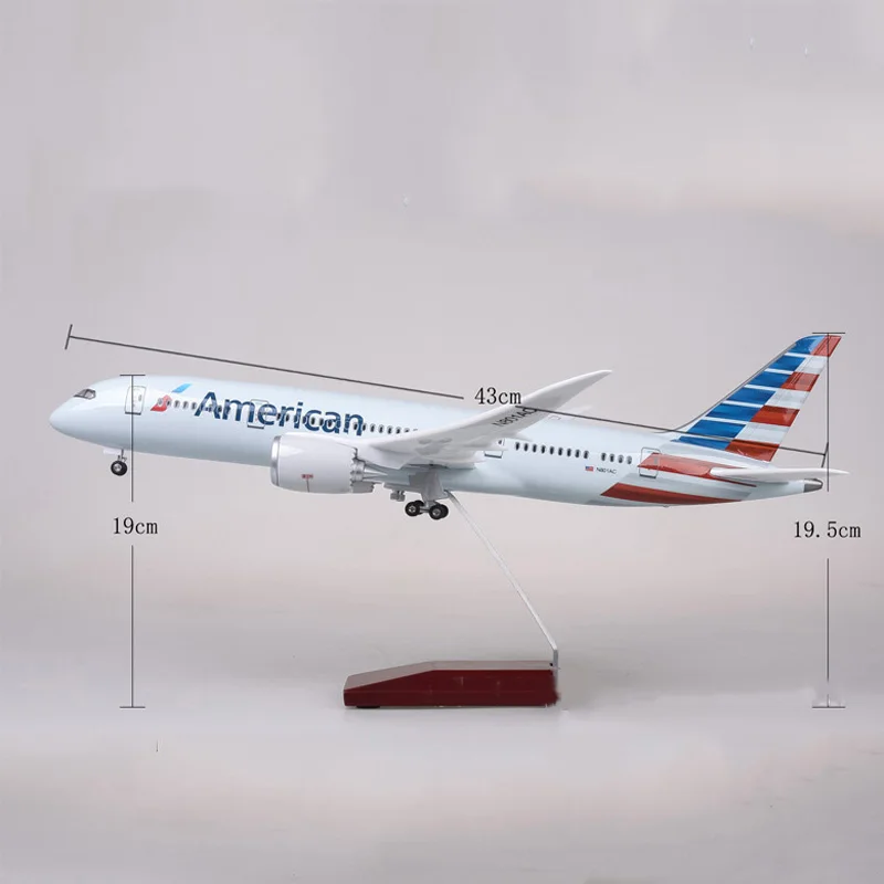 1/130 масштаб 43 см самолет Boeing B787 Dreamliner самолет американская авиакомпания Модель W светильник литой под давлением пластиковый полимерный самолет