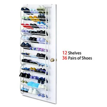 

4 Layers 12 Pairs of Shoe Rack PP plastic Spray Iron Over the Door Hanging Shoe Organizer Shoe Holder for Closet