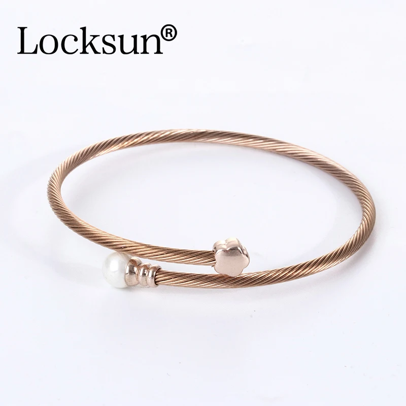 Locksun, Новое поступление, браслеты из нержавеющей стали, провод, регулируемый, роскошная цепочка, Шарм для женщин, ювелирное изделие, 585, розовое золото, браслеты - Окраска металла: BRA020-4