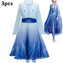 Комплект с платьем Эльзы для девочек, платье Анны и Эльзы из 2 предметов карнавальный костюм Снежной Королевы для девочек возрастом от 3 до 12 лет, праздничное платье на Рождество и день рождения для девочек