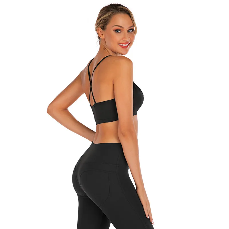 Сексуальная Открытая футболка для йоги с перекрестной спинкой Спортивная бега