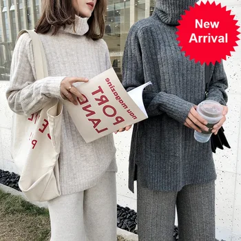 

and Winter Autumn New Cashmere Sweater Ladies White Sequined Turtleneck Pullover Fashion Loose Sweater Long-sleeved Sweater