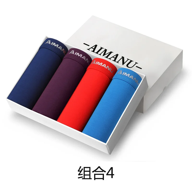 Combination 4 Стиль бутик 4-Pack Мужское нижнее белье Модальные боксеры средняя талия сексуальные боксеры мужские шорты - Цвет: Combination 4