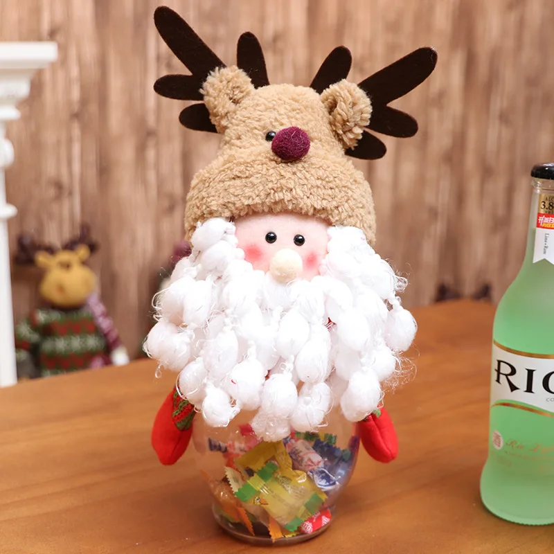 Christmas Decorations Santa Claus Candy Jar Children Fabric Doll Candy Box Large Size Circle Candy Gift Bag