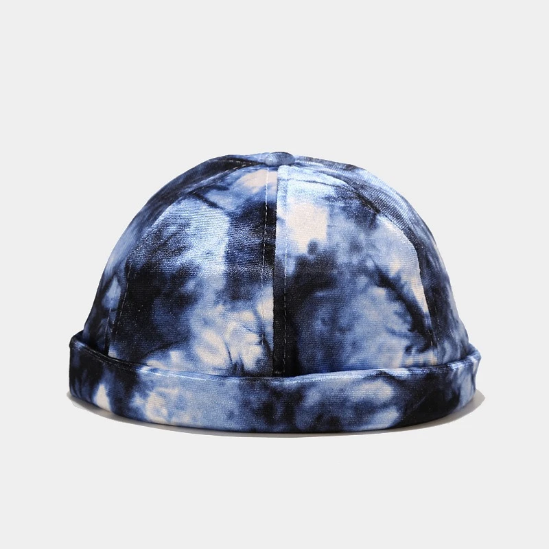 Tie Dye Adjustable Outdoor No Visor Melon Cap Hip Hop Spring Summer Brimless Fashion New Unisex Skull Cap Men Beanie 