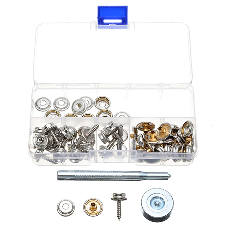 New Arrival 1Set 62pcs Metal Steel Boat Cover Canvas Snap Fastener Repair Kit SL Marine Hardware Accessories