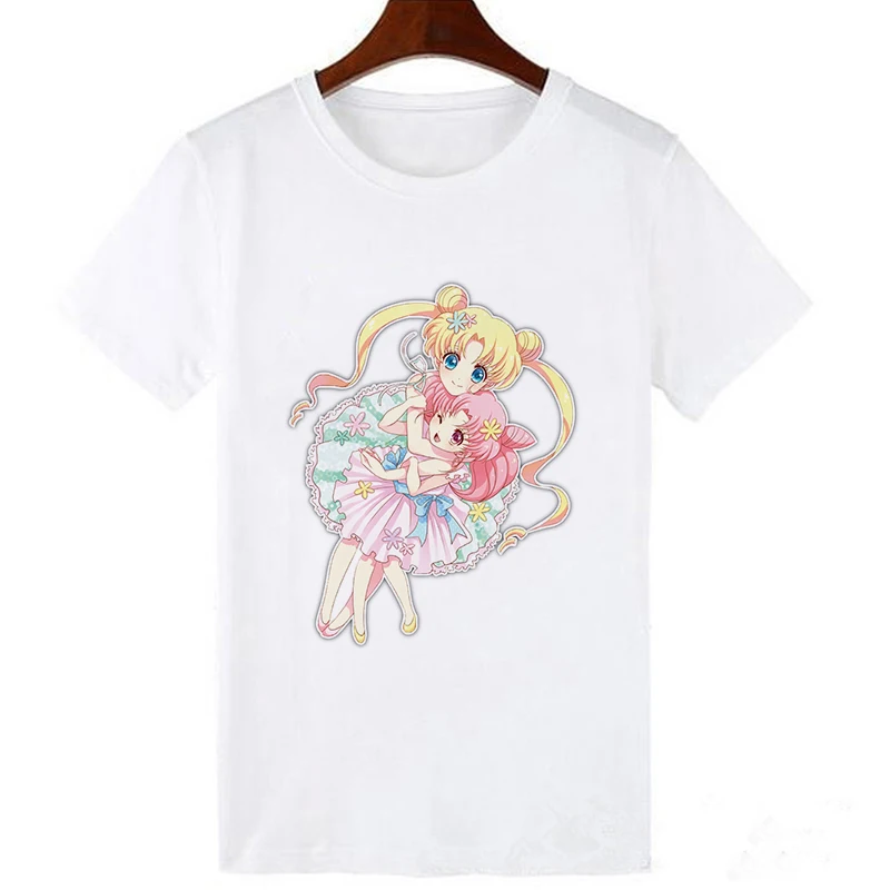 Showtly Sailor Moon летняя новая модная футболка Женская Harajuku короткий рукав забавная Ulzzang женская футболка Милая футболка с котом - Цвет: 19bk1016-white