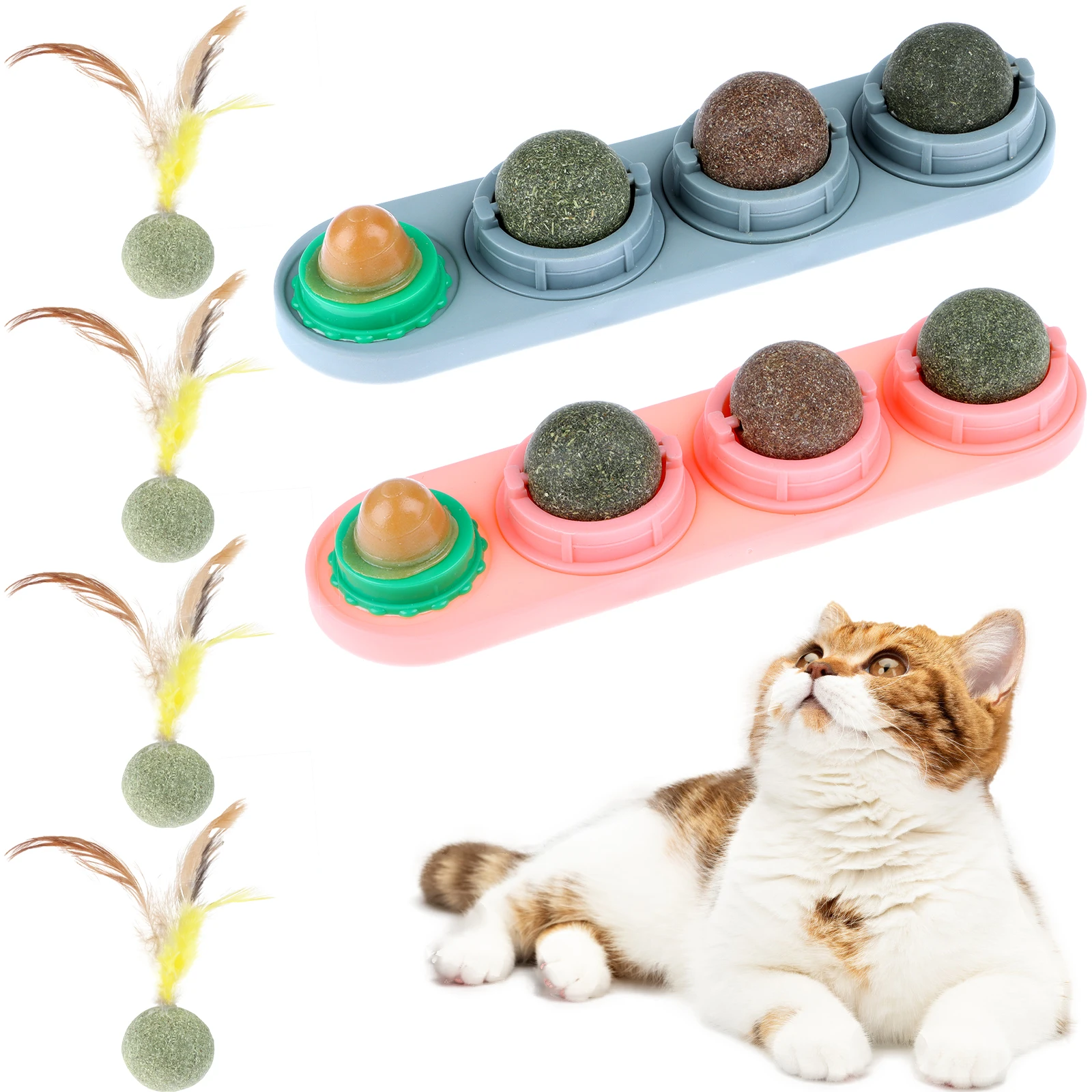 2 Pcs Catnip Wall Ball with 4 Toys | Дом и сад