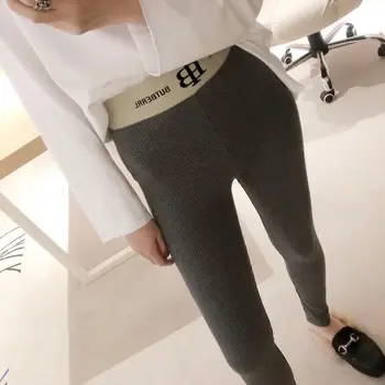 

Autumn and winter high waist letters leggings wear small pants wool pants women trousers mallas termicas mujer!: