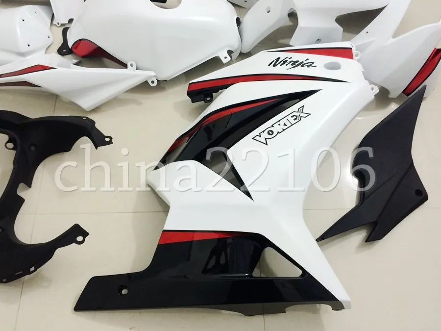 ABS Обтекатели комплект подходит для Kawasaki Ninja 250 EX250 ZXR250 2008- 08 09 10 11 12 13 14(литья под давлением)+ крышка бака белый