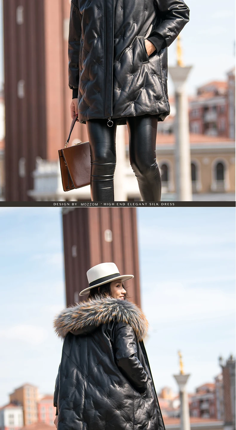 Женская куртка из натуральной овчины, зимняя куртка-пуховик из натурального меха енота с капюшоном, толстые теплые куртки 10211