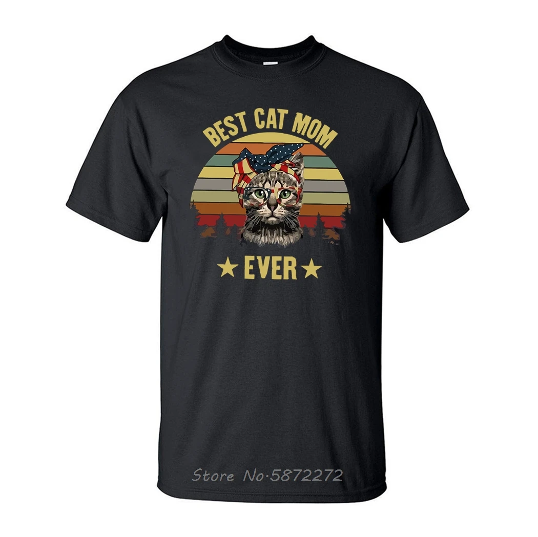 Забавная футболка Best Cat Mom Ever для мужчин летняя хлопковая с коротким рукавом милая