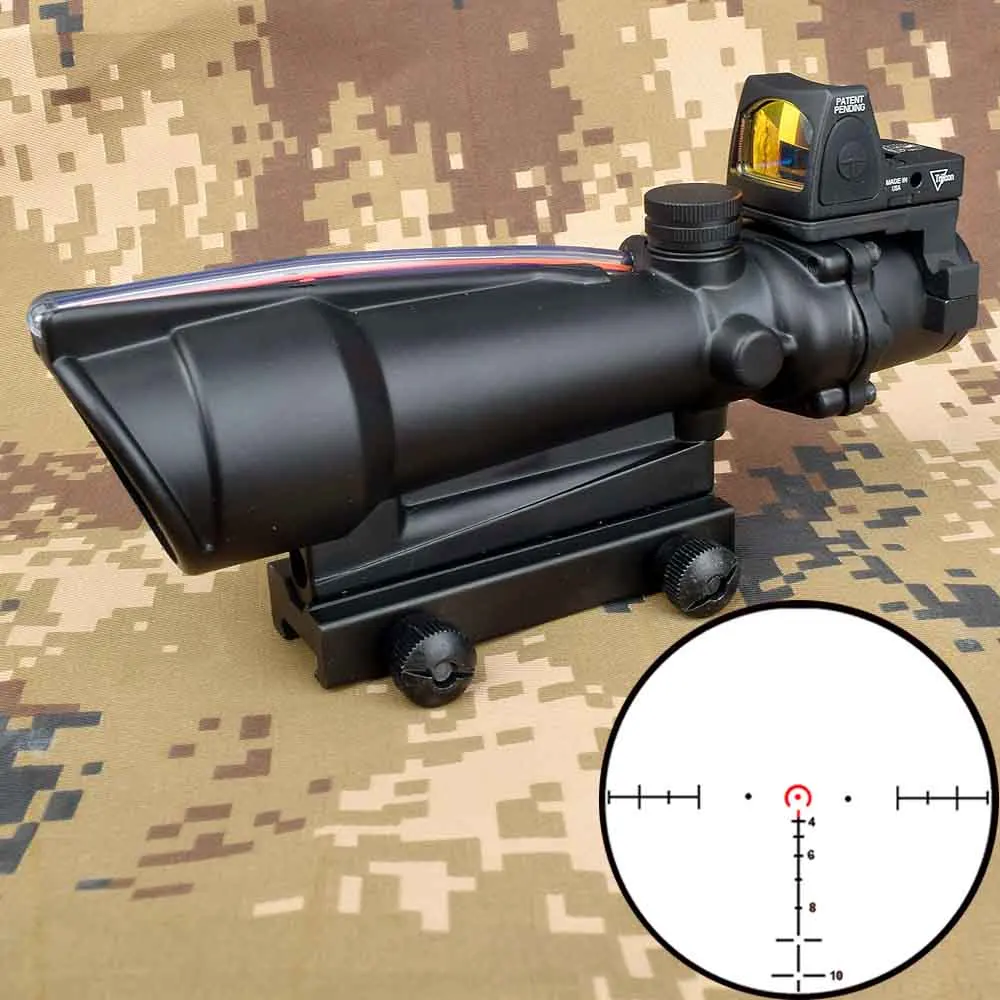 5X35 ACOG охотничий прицел BDC шеврон Подкова Сетка оптические прицелы с красной точкой для тактической винтовки cal. 223. 308 - Цвет: Серый