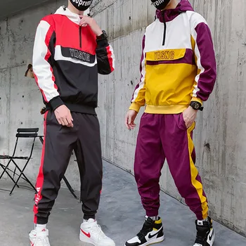 

Streetwear Mens Hoodie Suit Spring Autumn Men's Jacket and Harem Pants Loose Hip Hop Tracksuit Men Sweatpants Jacket Clothing