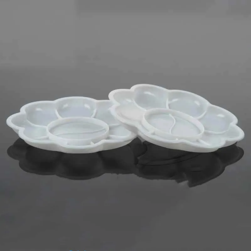 

5Pcs Plastic Nail Art Watercolor Paint Color Mixing Palette Plate Disk Painting Tool Supply NEW 10 holes