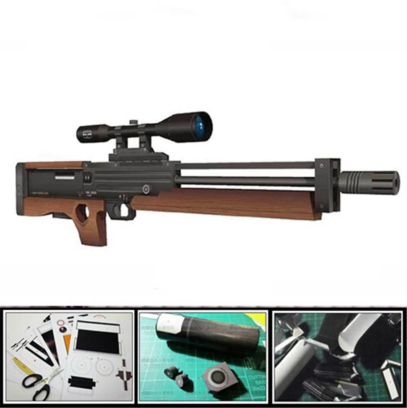 3d paper model military gun toy 1/1 1/2 scale Walther WA2000 sniper rifle DIY handmade paper gun model toy puzzle decoration for military fan
