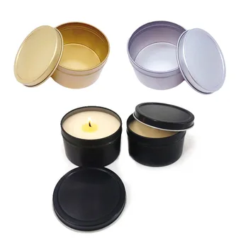 12Pcs Black/Silver/Gold Round Candle Jars With Lid Round Metal Tin Box Black Gold Silver Candle Container With Window Cream Cosmetic Empty Storage Box 1