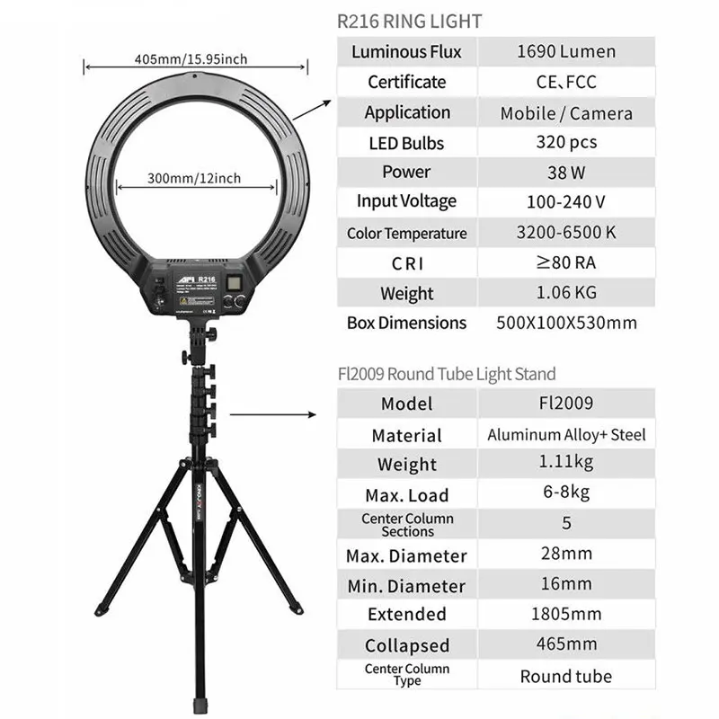 1" 320 шт светодиодный кольцевой светильник с батареей 3200-6500K Диммируемый фотографический светильник ing кольцевой светильник селфи для камеры телефона студии