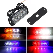 

4LED Strobe Warning Light Grille Flashing Lightbar Truck Car Beacon LED Lamp Amber Motorcycle Traffic Light Flashlight