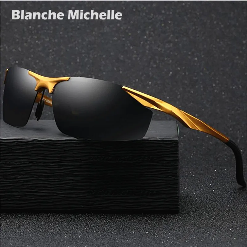 Online Gafas de sol polarizadas UV400 de aluminio de visión nocturna de 2019 gafas de sol de conducción para hombres gafas de sol hombre con caja