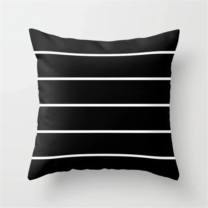 Nordic Stripes Geometric Cushions Cover Black White Grey Polyester Pillowcase Sofa Car Home Decorative Pillow Case