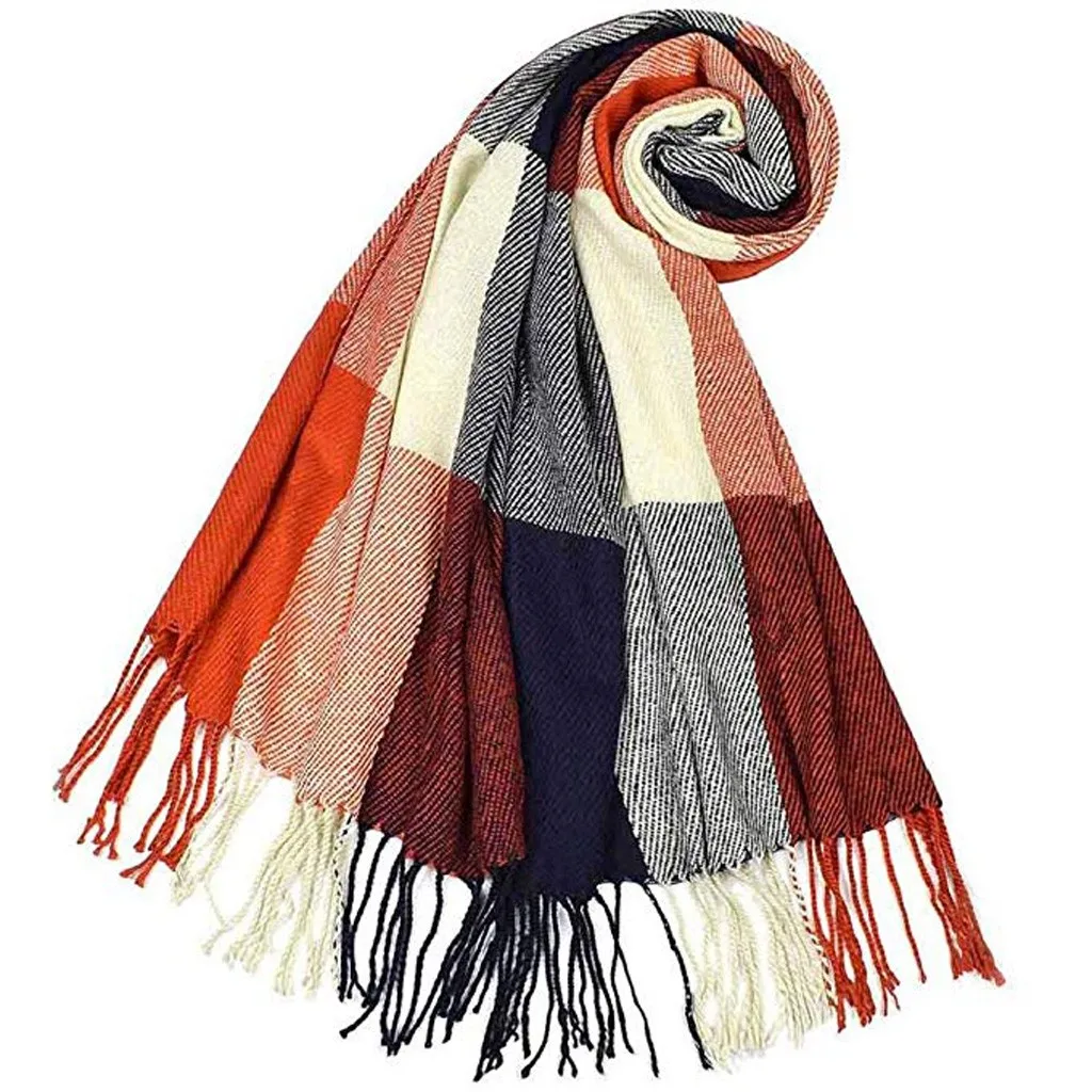 Ретро Женский клетчатый шарф с принтом, шаль, пончо, модные шарфы, шарф с кисточками, Женская универсальная шаль, Bufandas Invierno Mujer# P