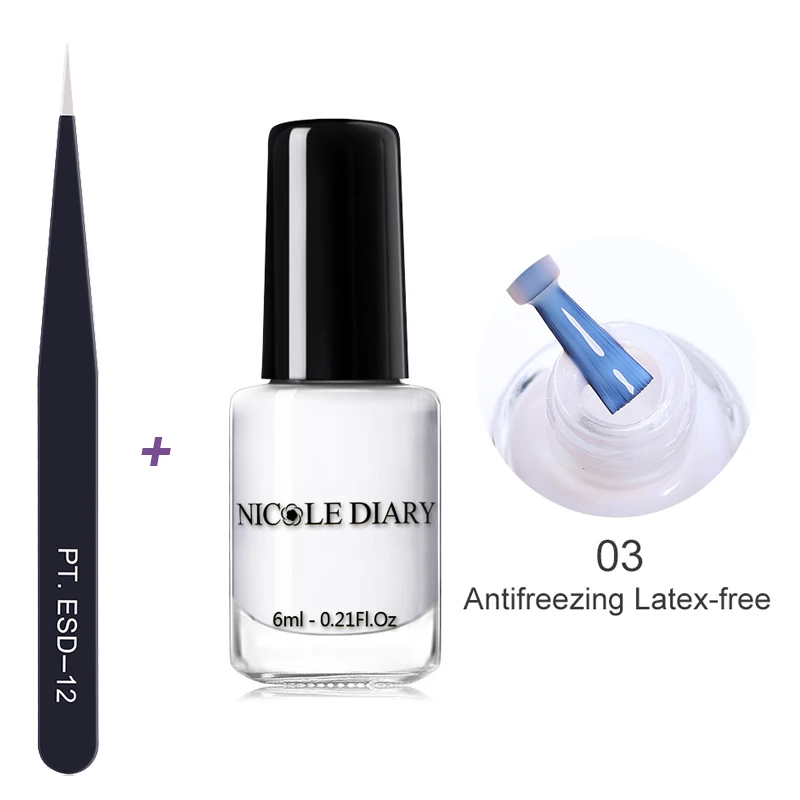 NICOLE DAIRY Nail Latex антифризинг без латекса с пинцетом шелушащая лента жидкий защитный лак для ногтей для штамповки инструмент для ухода