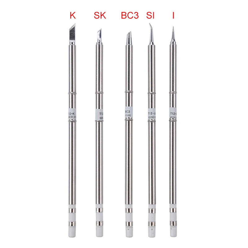 5PCS 5 шт./партия бессвинцовый Железный кончик паяльника T12-K/BC3/KU/ILS/JL02 серебряные сварочные наконечники из нержавеющей стали для паяльной станции Hakko Fx951 - Цвет: 5PCS