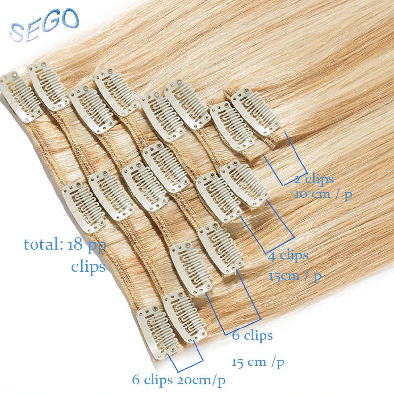 SEGO "-24" 65-120G прямолинейный скрепка в Пряди человеческих волос для наращивания чистый и фортепиано Цвет 8 шт./компл. Non-Волосы remy, на заколках, бразильские волосы