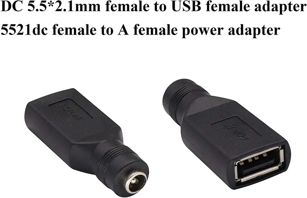 2pack USB 2.0 A Female to DC 5.5x2.1mm DC Connector Charge Barrel Jack Power Adapter USB 5V Connector or Charging Device