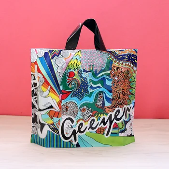 

50pcs Thick Large Plastic Bags With Handle fashion gift bag cosmetic shopping bags for Unisex clothing store Packaging Bags
