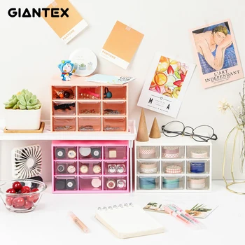 

9 Drawer Cute Desktop Storage Boxes Cosmetic Storage Drawer Jewelry Plastic Storage Cabinet Desktop Makeup Bin Box Organizer