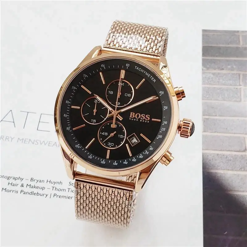 

2019 small dial work BOSS watches top luxury mens watches 44mm quartz Stainless steel water resistant sports wristwatches