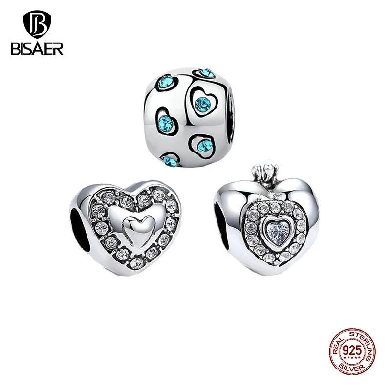 BISAER Silver Plated Exclusive Beads &amp Charms Fit Bracelets Authentic Original Jewelry Wholesale Cheap Gift | Украшения и