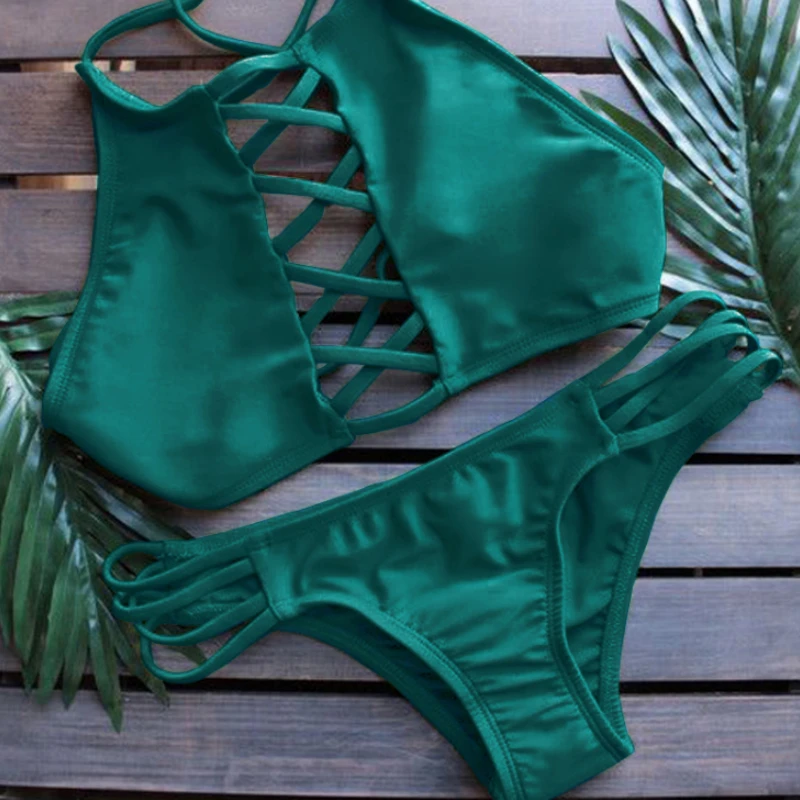 2 шт. женский купальник с высокой горловиной и открытой спиной|bikini brazilian bikini|bikini
