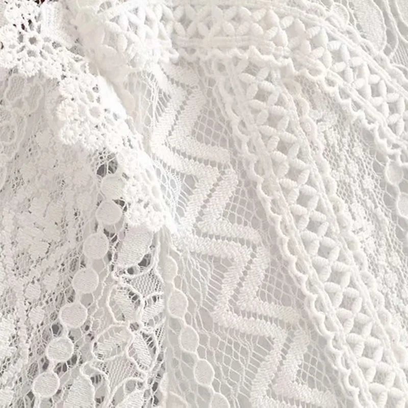  Vintage Stylish Office Lady Ruffled Lace Blouses Women 2020 Fashion Long Sleeve Back Zipper See Thr