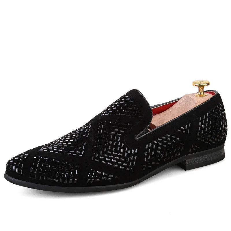 

Nice Pop!Men Fashion Loafer Shoes Party Dress Casual Rhinestone Pointed Toe Flat Breathable Party Dress Shoes Plus Size 38-58